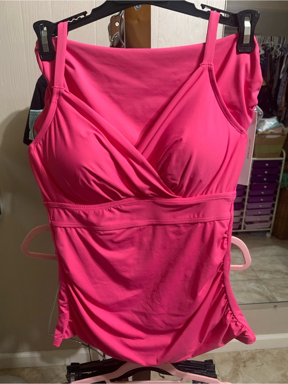 Anne Cole Hot Pink two Piece Tankini Swim Suit